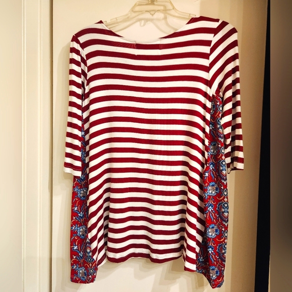 Anthropologie Pattern Play Swing Tunic by Puella Red Stripe XXS or XXS NWOT - Picture 5 of 5